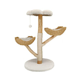 Darrahopens Pet Care > Cleaning & Maintenance > Pet Medical Collars Solid Wood Cat Tree with 3 Branches & Baskets