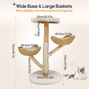 Darrahopens Pet Care > Cleaning & Maintenance > Pet Medical Collars Solid Wood Cat Tree with 3 Branches & Baskets