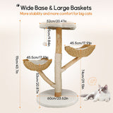 Darrahopens Pet Care > Cleaning & Maintenance > Pet Medical Collars Solid Wood Cat Tree with 3 Branches & Baskets