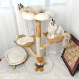 Darrahopens Pet Care > Cleaning & Maintenance > Pet Medical Collars Solid Wood Cat Tree with 3 Branches & Baskets