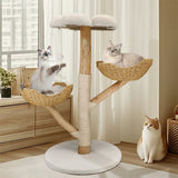 Darrahopens Pet Care > Cleaning & Maintenance > Pet Medical Collars Solid Wood Cat Tree with 3 Branches & Baskets