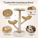 Darrahopens Pet Care > Cleaning & Maintenance > Pet Medical Collars Solid Wood Cat Tree with 3 Branches & Baskets