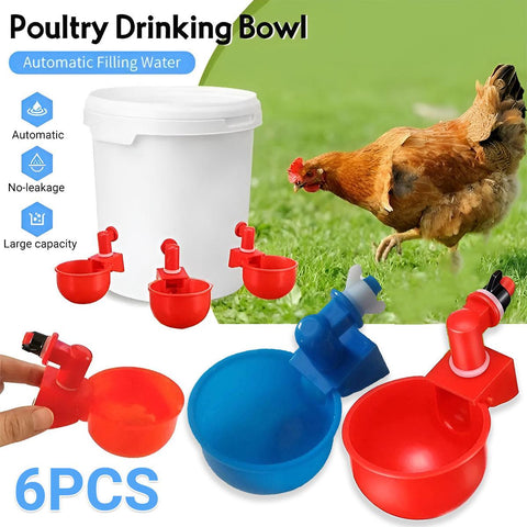 Darrahopens Pet Care > Coops & Hutches > Coop & Hutch Accessories 6pcs Chicken Drinking Bowl Poultry Waterer Feeder Automatic Drinking Cups Coop