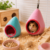Darrahopens Pet Care > Coops & Hutches > Small Animal Habitats & Cages 2-Pack (Pink+Blue) Hanging Hamster Cozy Nest Warm Fleece Bed for Winter Small Pet Sleep Hideaway