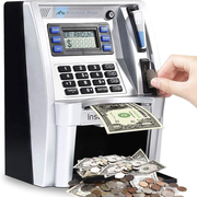 Darrahopens Pet Care > Coops & Hutches > Small Animal Habitats & Cages 2024 Upgraded ATM Saving Piggy Bank for Real Money for Kids Adults Personal ATM Savings Bank Machine with Card, Password Login