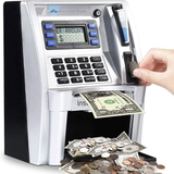 Darrahopens Pet Care > Coops & Hutches > Small Animal Habitats & Cages 2024 Upgraded ATM Saving Piggy Bank for Real Money for Kids Adults Personal ATM Savings Bank Machine with Card, Password Login