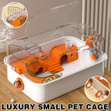 Darrahopens Pet Care > Coops & Hutches > Small Animal Habitats & Cages Acrylic Tunnel Hamster Cage Gold Wire Bite Proof Luxury Small Pet Habitat