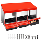 Darrahopens Pet Care > Coops & Hutches > Small Animal Habitats & Cages Chicken Hen Coop Hutch Nesting Box 3-Hole Roll Away Metal Design 52x47.5x81cm Durable Indoor Outdoor Laying Box with Easy Access Ventilation