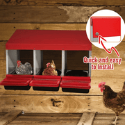 Darrahopens Pet Care > Coops & Hutches > Small Animal Habitats & Cages Chicken Hen Coop Hutch Nesting Box 3-Hole Roll Away Metal Design 52x47.5x81cm Durable Indoor Outdoor Laying Box with Easy Access Ventilation