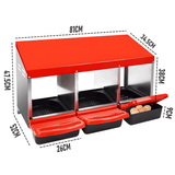 Darrahopens Pet Care > Coops & Hutches > Small Animal Habitats & Cages Chicken Hen Coop Hutch Nesting Box 3-Hole Roll Away Metal Design 52x47.5x81cm Durable Indoor Outdoor Laying Box with Easy Access Ventilation