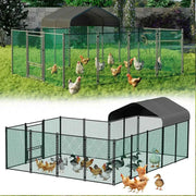 Darrahopens Pet Care > Coops & Hutches > Small Animal Habitats & Cages Chicken Run Coop 304.8 x 396.24 cm Covered Poultry Rabbit Hen Cage with Feeding Door In Australia - Darrahopens