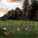 Darrahopens Pet Care > Coops & Hutches > Small Animal Habitats & Cages Chicken Run Coop 304.8 x 396.24 cm Covered Poultry Rabbit Hen Cage with Feeding Door In Australia - Darrahopens