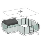 Darrahopens Pet Care > Coops & Hutches > Small Animal Habitats & Cages Chicken Run Coop 304.8 x 396.24 cm Covered Poultry Rabbit Hen Cage with Feeding Door In Australia - Darrahopens