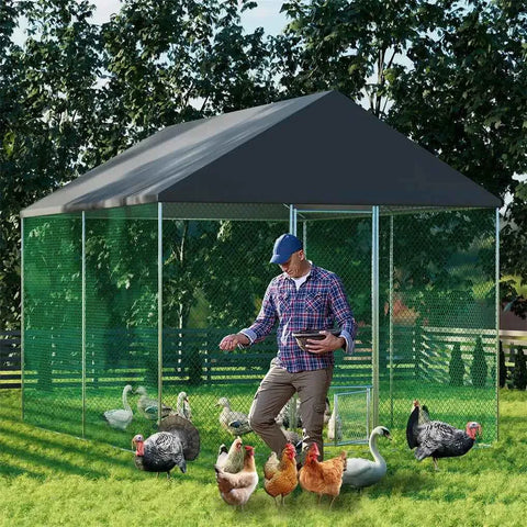Darrahopens Pet Care > Coops & Hutches > Small Animal Habitats & Cages Extra Large Green Chicken Coop Cage Run Rabbit Hutch Walk In Hen Enclosure 300x400x270cm In Australia - Darrahopens