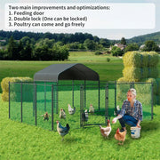 Darrahopens Pet Care > Coops & Hutches > Small Animal Habitats & Cages Extra Large Green Chicken Coop Cage Run Rabbit Hutch Walk In Hen Enclosure 300x400x270cm In Australia - Darrahopens