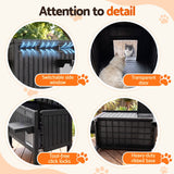 Darrahopens Pet Care > Coops & Hutches > Small Animal Habitats & Cages i.Pet Outdoor Cat House Pet Kennel Enclosure Cat Shelter Condo Rabbit Hutch Black In Australia - Darrahopens