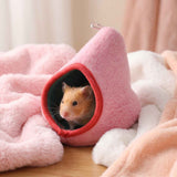 Darrahopens Pet Care > Coops & Hutches > Small Animal Habitats & Cages Pink Soft Cozy Hamster Bed Small Pet Sleeping Nest for Winter Guinea Pig, Hamster, Sugar Glider, Safe & Warm Hideaway