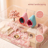 Darrahopens Pet Care > Coops & Hutches > Small Animal Habitats & Cages Pink Soft Cozy Hamster Bed Small Pet Sleeping Nest for Winter Guinea Pig, Hamster, Sugar Glider, Safe & Warm Hideaway