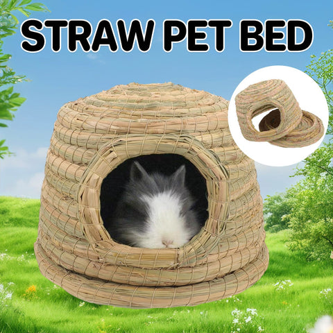 Darrahopens Pet Care > Coops & Hutches > Small Animal Habitats & Cages Rabbit Grass Nest Small Pet Breeding Hideout Natural Straw House For Hamster Use