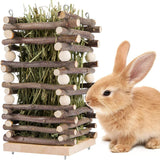 Darrahopens Pet Care > Coops & Hutches > Small Animal Habitats & Cages Rabbit Hay Feeder Rack Apple Wood Grass Holder Natural Food Rack Small Pet