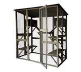 Darrahopens Pet Care > Coops & Hutches > Small Animal Habitats & Cages Samland Wooden Cat Cage Walk in Cat Condo House Kitten Ferret Enclosure Cage