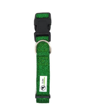 Darrahopens Pet Care > Dog Supplies Bling Glitter Overlay Nylon Dog Collar Breakaway Buckle Large Green