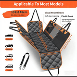 Darrahopens Pet Care > Dog Supplies > Cat & Dog Flaps Waterproof Dog Car Rear Seat Protector 135 x 148CM - Durable Oxford Non Slip Pet Hammock with Storage Pockets , Zipper Mesh Window and 6 Fixed Buckles, Seat Belt Access Opening and Pet Leash