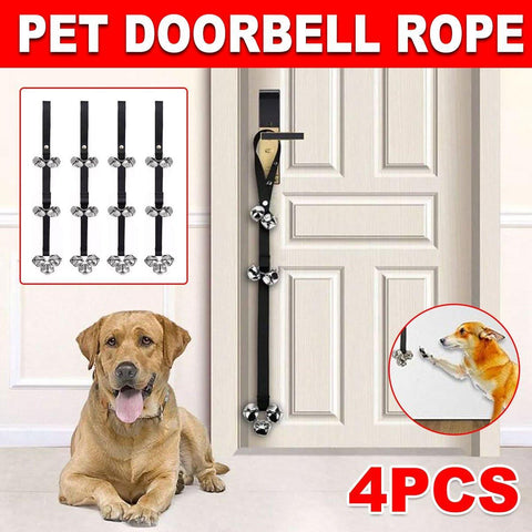 Darrahopens Pet Care > Dog Supplies > Dog Apparel 4PCS Pet Training Doorbell Rope Cat Teaser Toy Bell Interactive Play Rope Bell