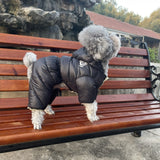 Darrahopens Pet Care > Dog Supplies > Dog Apparel Black Warm Puffer Dog Coat - Waterproof Four-Legged Winter Jumpsuit for Small Dogs