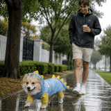 Darrahopens Pet Care > Dog Supplies > Dog Apparel Blue Size 2XL Waterproof Dinosaur Dog Raincoat with Harness Hole Full Body Pet Rain Jacket for Small Dogs Tail Cover Lightweight Outdoor Walking