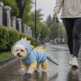 Darrahopens Pet Care > Dog Supplies > Dog Apparel Blue Size L Waterproof Dinosaur Dog Raincoat with Harness Hole Full Body Pet Rain Jacket for Small Dogs Tail Cover Lightweight Outdoor Walking