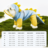Darrahopens Pet Care > Dog Supplies > Dog Apparel Blue Size XL Waterproof Dinosaur Dog Raincoat with Harness Hole Full Body Pet Rain Jacket for Small Dogs Tail Cover Lightweight Outdoor Walking