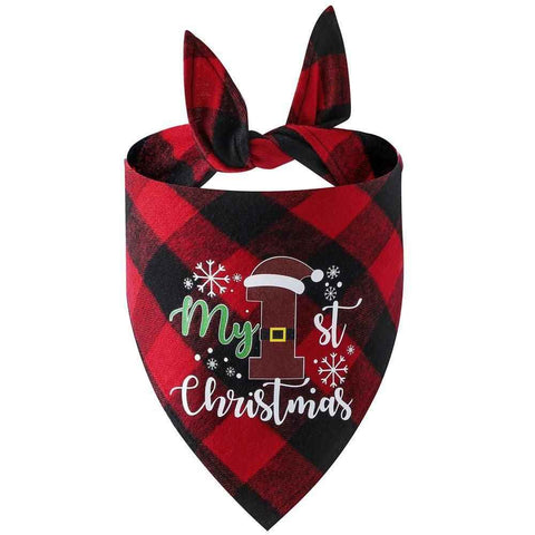 Darrahopens Pet Care > Dog Supplies > Dog Apparel Christmas Pet Triangle Scarf Dog Bandana Pet Wearable Accessories Red Grid - Christmas Hat