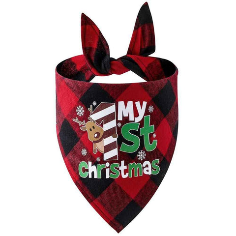 Darrahopens Pet Care > Dog Supplies > Dog Apparel Christmas Pet Triangle Scarf Dog Bandana Pet Wearable Accessories Red Grid - Elk