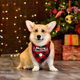 Darrahopens Pet Care > Dog Supplies > Dog Apparel Christmas Pet Triangle Scarf Dog Bandana Pet Wearable Accessories Red Grid - Santa Claus