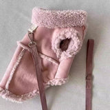 Darrahopens Pet Care > Dog Supplies > Dog Apparel Cozy Pet Winter Vest with Leash Loop: Faux Suede & Plush Fleece Warm Coat for Small Dogs, Cats, and Puppies – Perfect for Autumn, Winter Walks, and Indoor Comfort (L, White)(Leash not included) In Australia - Darrahopens