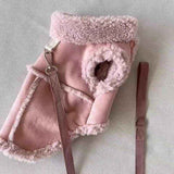 Darrahopens Pet Care > Dog Supplies > Dog Apparel Cozy Pet Winter Vest with Leash Loop: Faux Suede & Plush Fleece Warm Coat for Small Dogs, Cats, and Puppies – Perfect for Autumn, Winter Walks, and Indoor Comfort (XS, Pink)(Leash not included) In Australia - Darrahopens