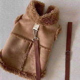 Darrahopens Pet Care > Dog Supplies > Dog Apparel Cozy Pet Winter Vest with Leash Loop: Faux Suede & Plush Fleece Warm Coat for Small Dogs, Cats, and Puppies – Perfect for Autumn, Winter Walks, and Indoor Comfort (XS, Pink)(Leash not included) In Australia - Darrahopens