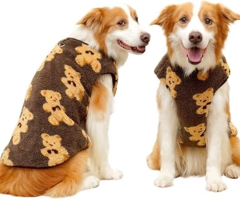 Darrahopens Pet Care > Dog Supplies > Dog Apparel Dog Coat - Cute Bear Pattern - Plush Dog Vest - Winter Dog Coats - Dog Coat - Suitable for medium to large dogs weighing 20-25 kg - Coffee Brown