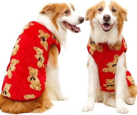 Darrahopens Pet Care > Dog Supplies > Dog Apparel Dog Coat - Cute Bear Pattern - Plush Dog Vest - Winter Dog Coats - Dog Coat - Suitable for medium to large dogs weighing 20-25 kg - Red