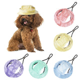 Darrahopens Pet Care > Dog Supplies > Dog Apparel Dog Fleece Hat UV Protection Outdoor Pet Hat Adjustable S Size Light Blue