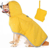 Darrahopens Pet Care > Dog Supplies > Dog Apparel Dog Raincoat - Adjustable - Transparent Hood - Double Layer Dog Raincoat - Reflective Stripes - Storage Compartment - Dog Poncho - XXL