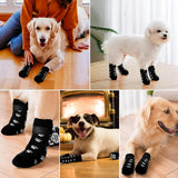 Darrahopens Pet Care > Dog Supplies > Dog Apparel Dog Shoes - Dog Shoe Paw Pads - Non-slip Dog Socks 4-Piece Set - Dog Socks with Adjustable Shoulder Straps - Cotton Dog Socks Suitable for Small and Large Dogs - Waterproof - Non-slip - Dog Shoes (L)