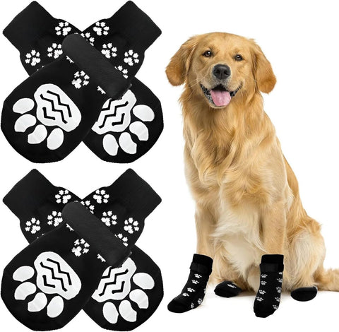 Darrahopens Pet Care > Dog Supplies > Dog Apparel Dog Shoes - Dog Shoe Paw Pads - Non-slip Dog Socks 4-Piece Set - Dog Socks with Adjustable Shoulder Straps - Cotton Dog Socks Suitable for Small and Large Dogs - Waterproof - Non-slip - Dog Shoes (L)