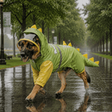 Darrahopens Pet Care > Dog Supplies > Dog Apparel Green Dog Raincoat Dinosaur Hooded Waterproof Jacket 6XL Size with Leash Hole Removable Tail Cover Full Body Coverage Pet Rain Coat for Outdoor Walking Large Dogs