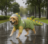 Darrahopens Pet Care > Dog Supplies > Dog Apparel Green Dog Raincoat Dinosaur Hooded Waterproof Jacket 7XL Size with Leash Hole Removable Tail Cover Full Body Coverage Pet Rain Coat for Outdoor Walking Large Dogs