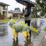 Darrahopens Pet Care > Dog Supplies > Dog Apparel Green Dog Raincoat Dinosaur Hooded Waterproof Jacket 7XL Size with Leash Hole Removable Tail Cover Full Body Coverage Pet Rain Coat for Outdoor Walking Large Dogs