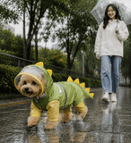 Darrahopens Pet Care > Dog Supplies > Dog Apparel Green Size 2XL Waterproof Dinosaur Dog Raincoat with Harness Hole Full Body Pet Rain Jacket for Small Dogs Tail Cover Lightweight Outdoor Walking