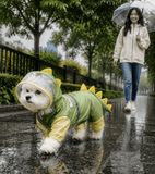 Darrahopens Pet Care > Dog Supplies > Dog Apparel Green Size 2XL Waterproof Dinosaur Dog Raincoat with Harness Hole Full Body Pet Rain Jacket for Small Dogs Tail Cover Lightweight Outdoor Walking