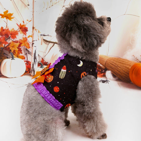 Darrahopens Pet Care > Dog Supplies > Dog Apparel L Halloween Pumpkin Dog Harness Dress - Festive Costume Vest with Leash Ring for Small Dogs